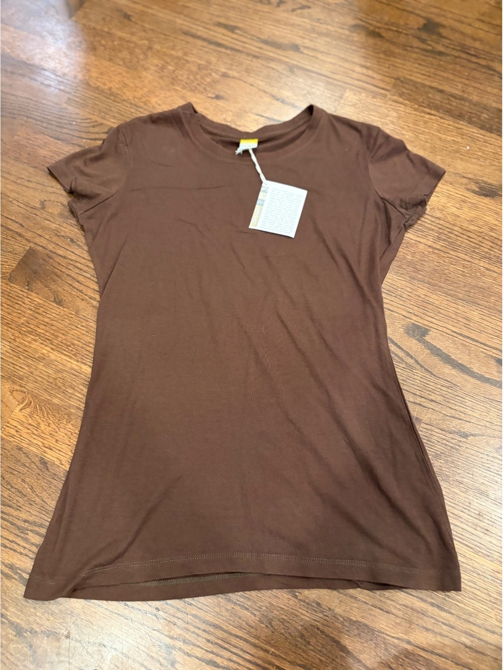 NWT ONNO Sustainable Bamboo and Organic Cotton Brown T-Shirt, Size Small